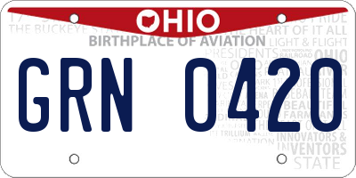 OH license plate GRN0420