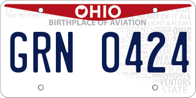 OH license plate GRN0424
