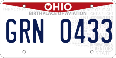 OH license plate GRN0433