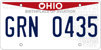 OH license plate GRN0435