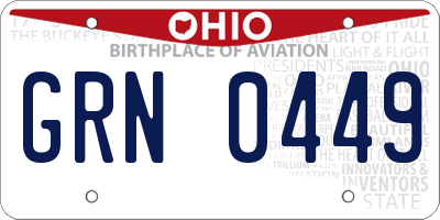 OH license plate GRN0449