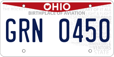 OH license plate GRN0450