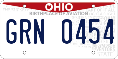 OH license plate GRN0454