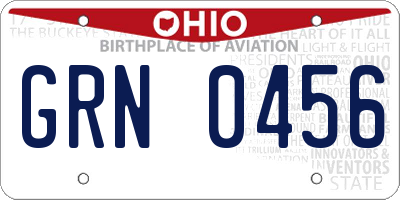 OH license plate GRN0456