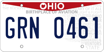 OH license plate GRN0461