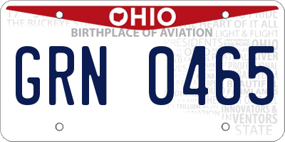 OH license plate GRN0465