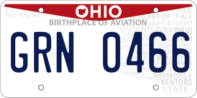 OH license plate GRN0466