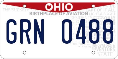 OH license plate GRN0488