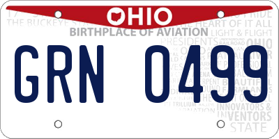 OH license plate GRN0499
