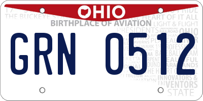 OH license plate GRN0512