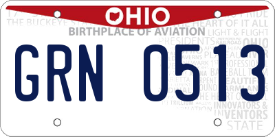 OH license plate GRN0513