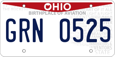 OH license plate GRN0525
