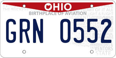 OH license plate GRN0552