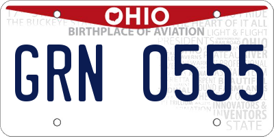 OH license plate GRN0555