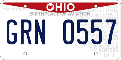 OH license plate GRN0557