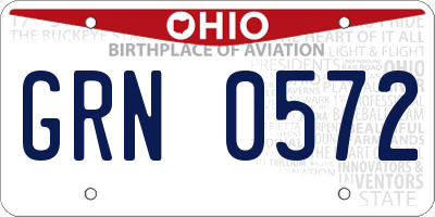 OH license plate GRN0572