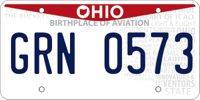 OH license plate GRN0573