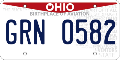 OH license plate GRN0582