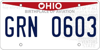 OH license plate GRN0603