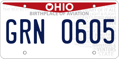 OH license plate GRN0605