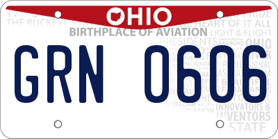 OH license plate GRN0606