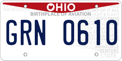 OH license plate GRN0610