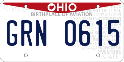 OH license plate GRN0615