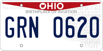OH license plate GRN0620