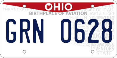 OH license plate GRN0628