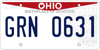 OH license plate GRN0631