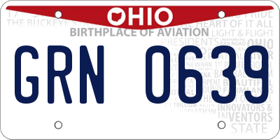 OH license plate GRN0639
