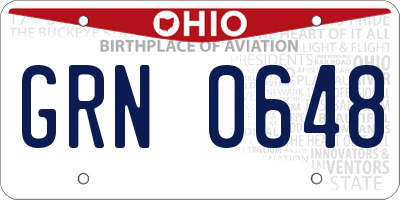 OH license plate GRN0648