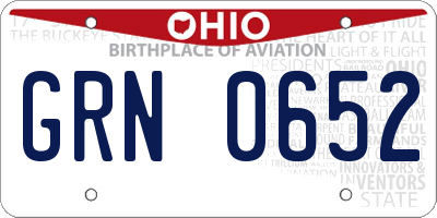 OH license plate GRN0652