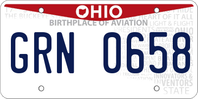 OH license plate GRN0658