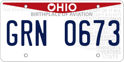 OH license plate GRN0673
