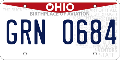 OH license plate GRN0684