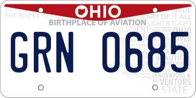 OH license plate GRN0685