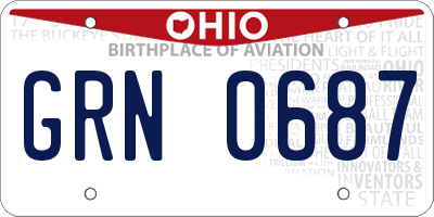 OH license plate GRN0687