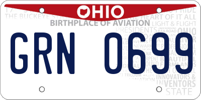 OH license plate GRN0699