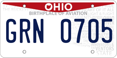 OH license plate GRN0705