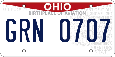 OH license plate GRN0707