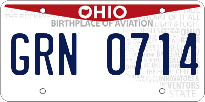 OH license plate GRN0714