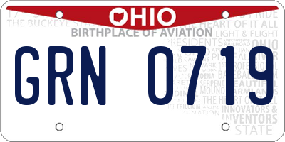 OH license plate GRN0719