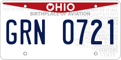 OH license plate GRN0721