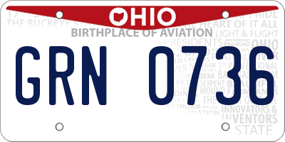 OH license plate GRN0736