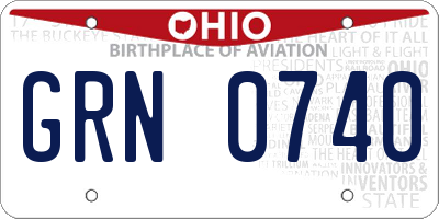 OH license plate GRN0740