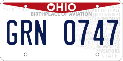 OH license plate GRN0747