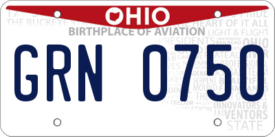 OH license plate GRN0750