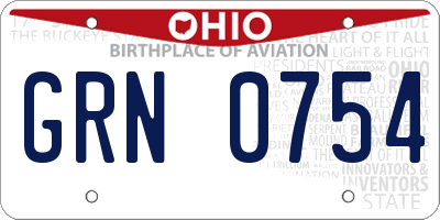 OH license plate GRN0754
