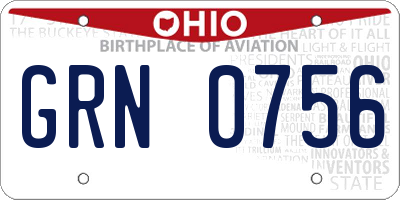 OH license plate GRN0756